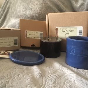 New Longaberger One Pint Salt Crock Set